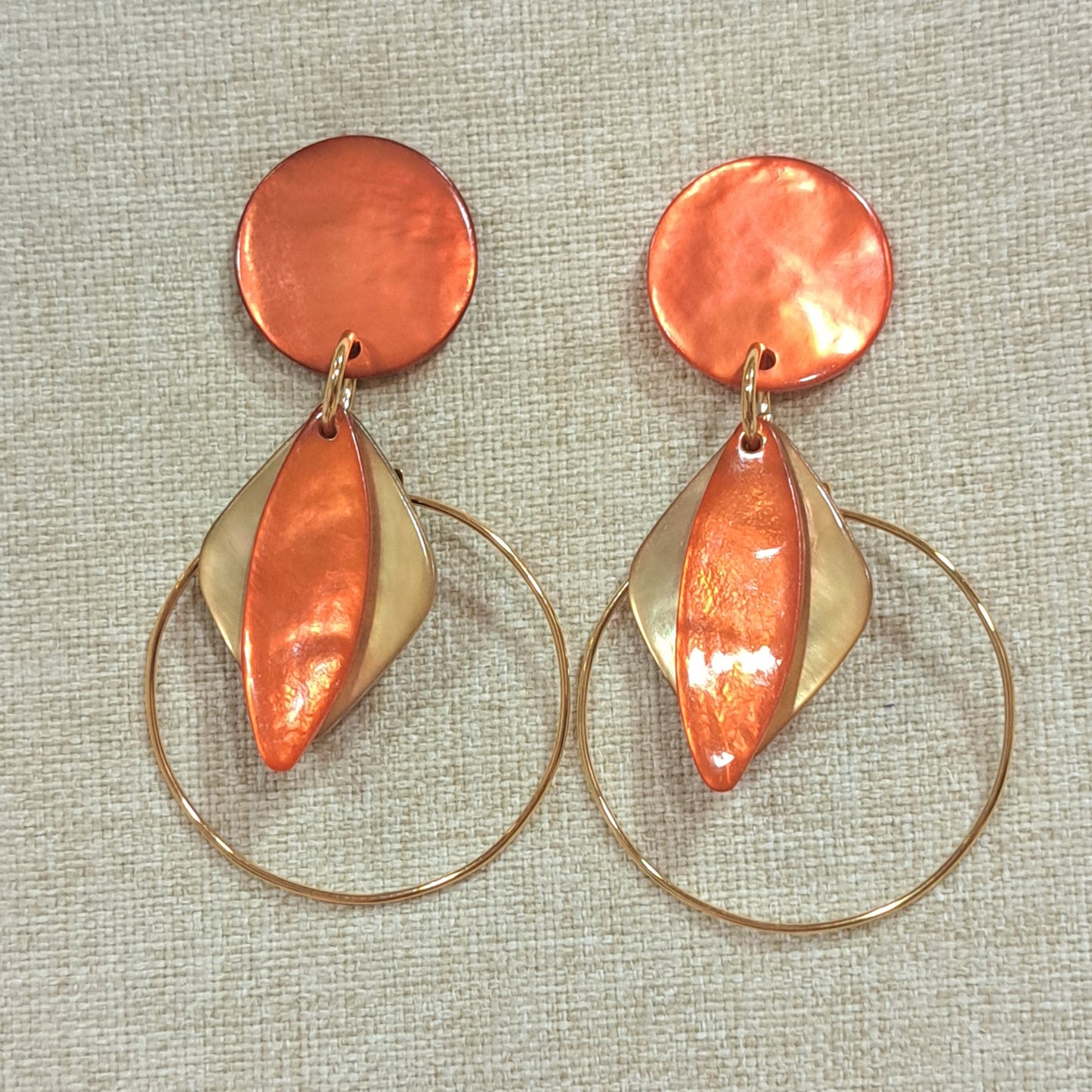 Boucles clips Losange orange beige LA PETITE SARDINE