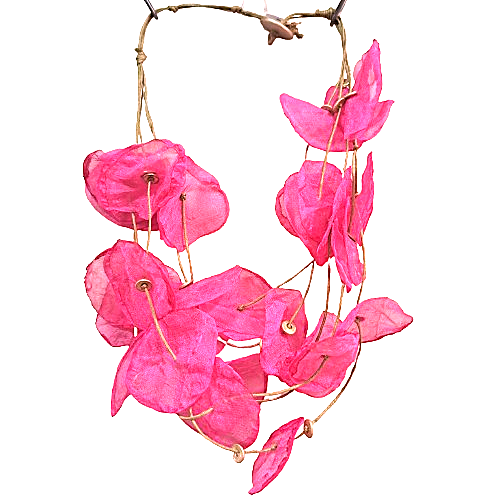 Collier Ras de cou Pétales rose fuchsia Fancy F