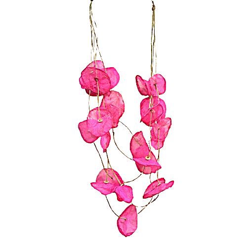 Collier Middle Pétales rose fuchsia Fancy F