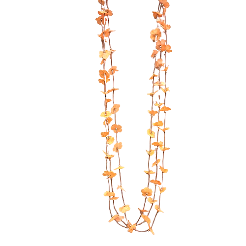 Sautoir Fleurs orange beige Fancy F
