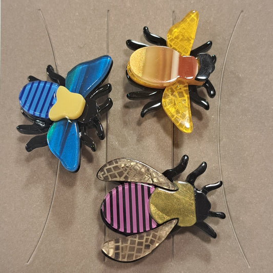Broche Trio Abeilles fuchsia Fancy F