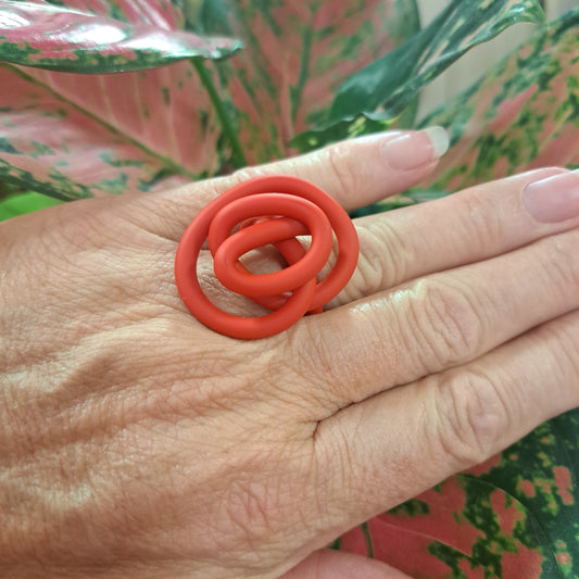 Bague Zig rouge mat SAMUEL CORAUX