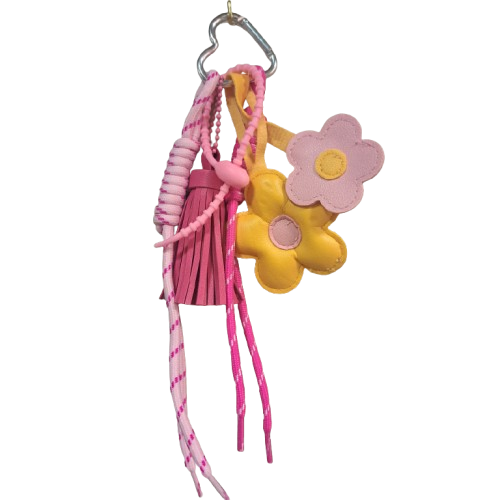 Porte clefs Fleurs rose et jaune