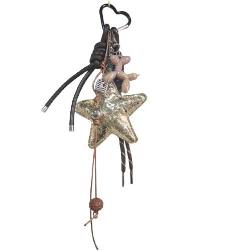 Porte clefs Etoile or et marron