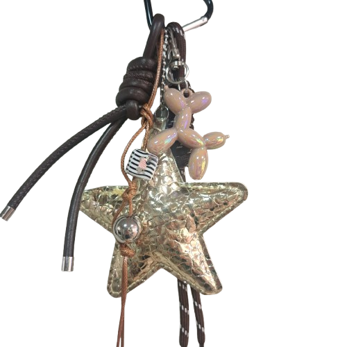 Porte clefs Etoile or et marron