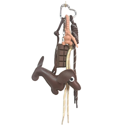 Porte clefs Teckel marron