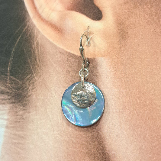 Boucles percées Dormeuse bleu clair argt LA PETITE SARDINE
