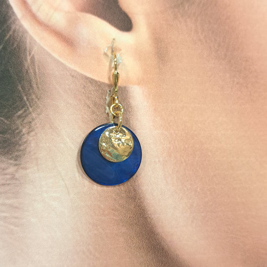 Boucles percées Dormeuse bleu dur or LA PETITE SARDINE