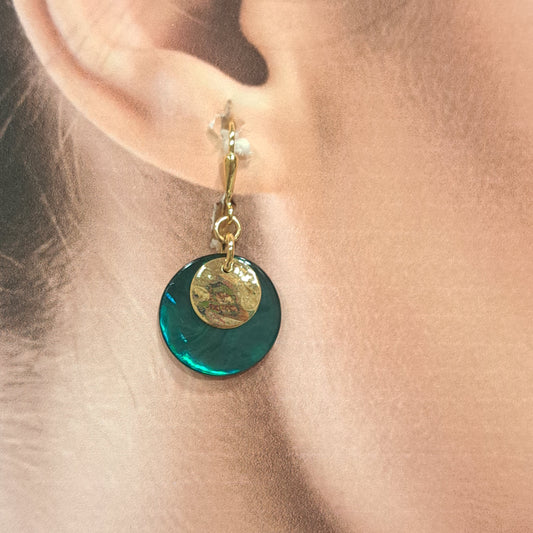 Boucles percées Dormeuse vert émeraude or LA PETITE SARDINE