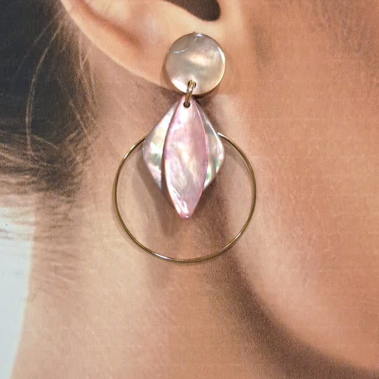 Boucles percées Losange rose parle  LA PETITE SARDINE