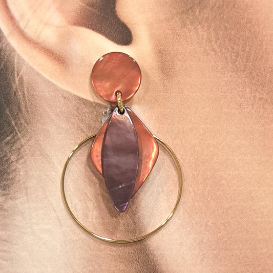 Boucles clips Losange vieux rose aubergine LA PETITE SARDINE