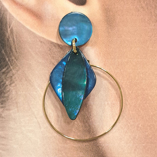 Boucles clips Losange bleu vert LA PETITE SARDINE