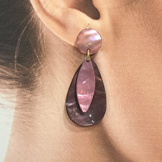 Boucles percées Goutte rose prune LA PETITE SARDINE
