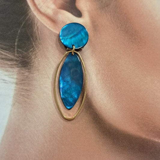 Boucles clips Ovale bleu or LA PETITE SARDINE