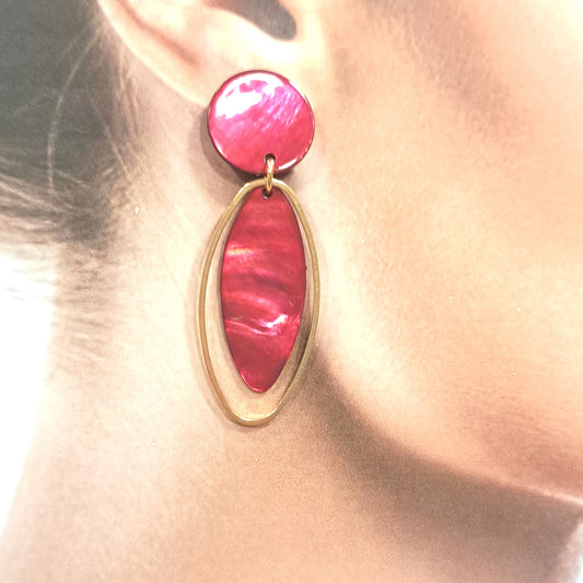 Boucles clips Ovale rose fuchsia or LA PETITE SARDINE