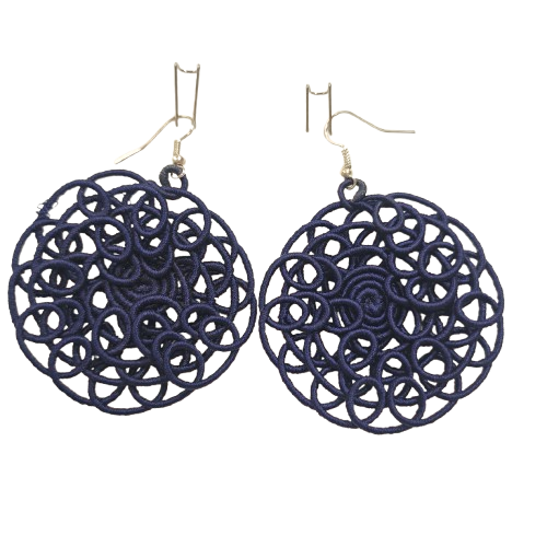 Boucles percées Fili XXL bleu marine NAF BIJOUX