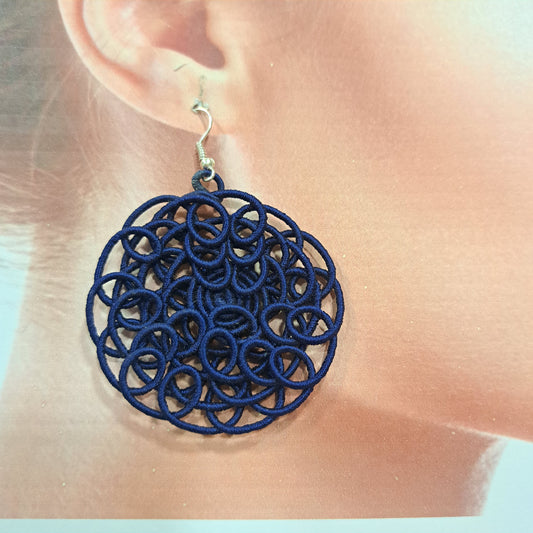 Boucles percées Fili XXL bleu marine NAF BIJOUX