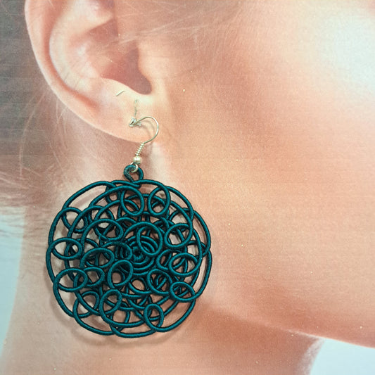 Boucles percées Fili XXL bleu vert canard NAF BIJOUX