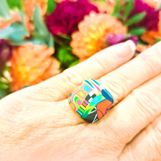 Bague Carré PM multicolore LIZ CREATIONS