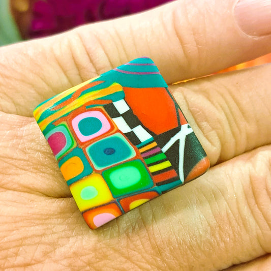 Bague Carré MM multicolore LIZ CREATIONS