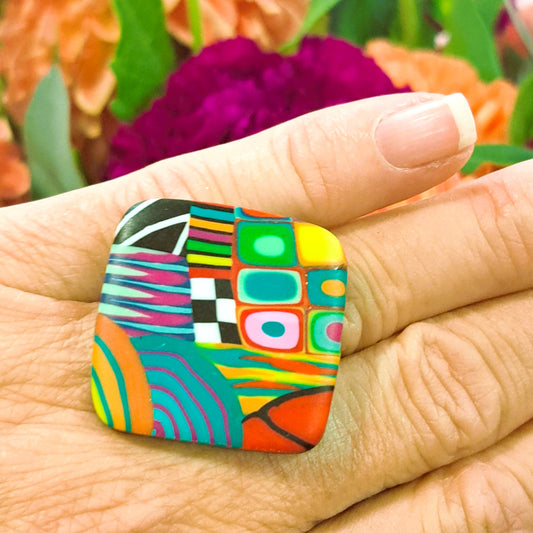 Bague Losange XL multicolore LIZ CREATIONS