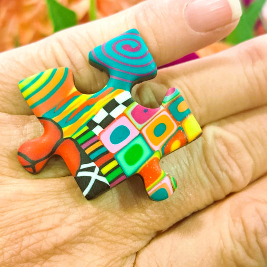 Bague Puzzle XL multicolore LIZ CREATIONS