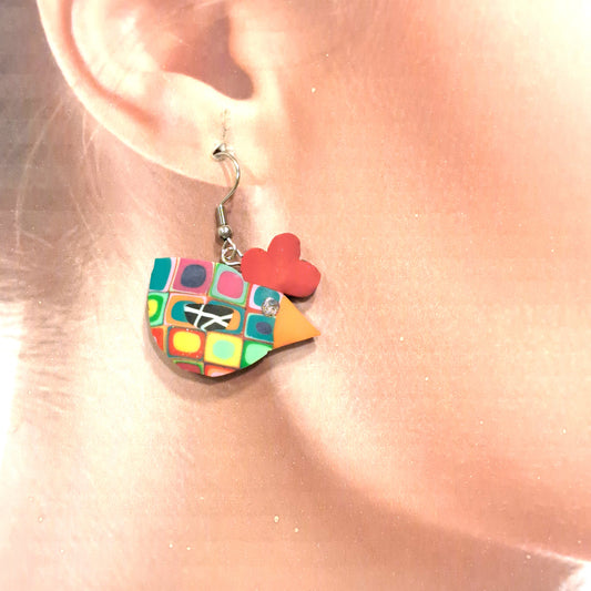 Boucles percées Cocotte multicolore LIZ CREATIONS