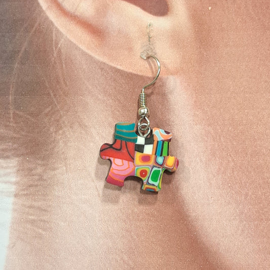 Boucles percées Puzzle PM multicolore LIZ CREATIONS