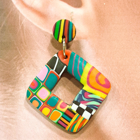 Boucles percées Losange XL multicolore LIZ CREATIONS
