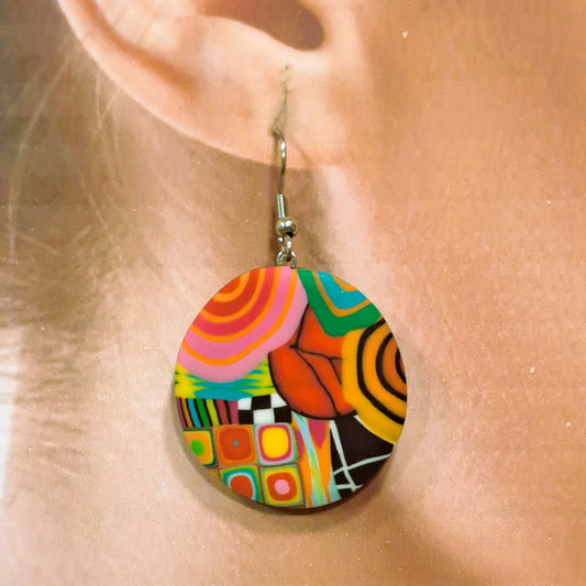 Boucles percées Rond MM multicolore LIZ CREATIONS