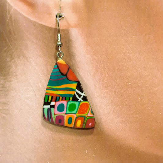 Boucles percées Triangle MM multicolore LIZ CREATIONS