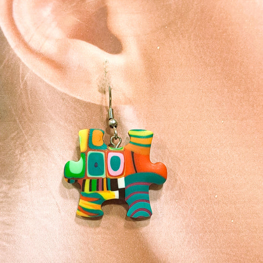 Boucles percées Puzzle MM multicolore LIZ CREATIONS