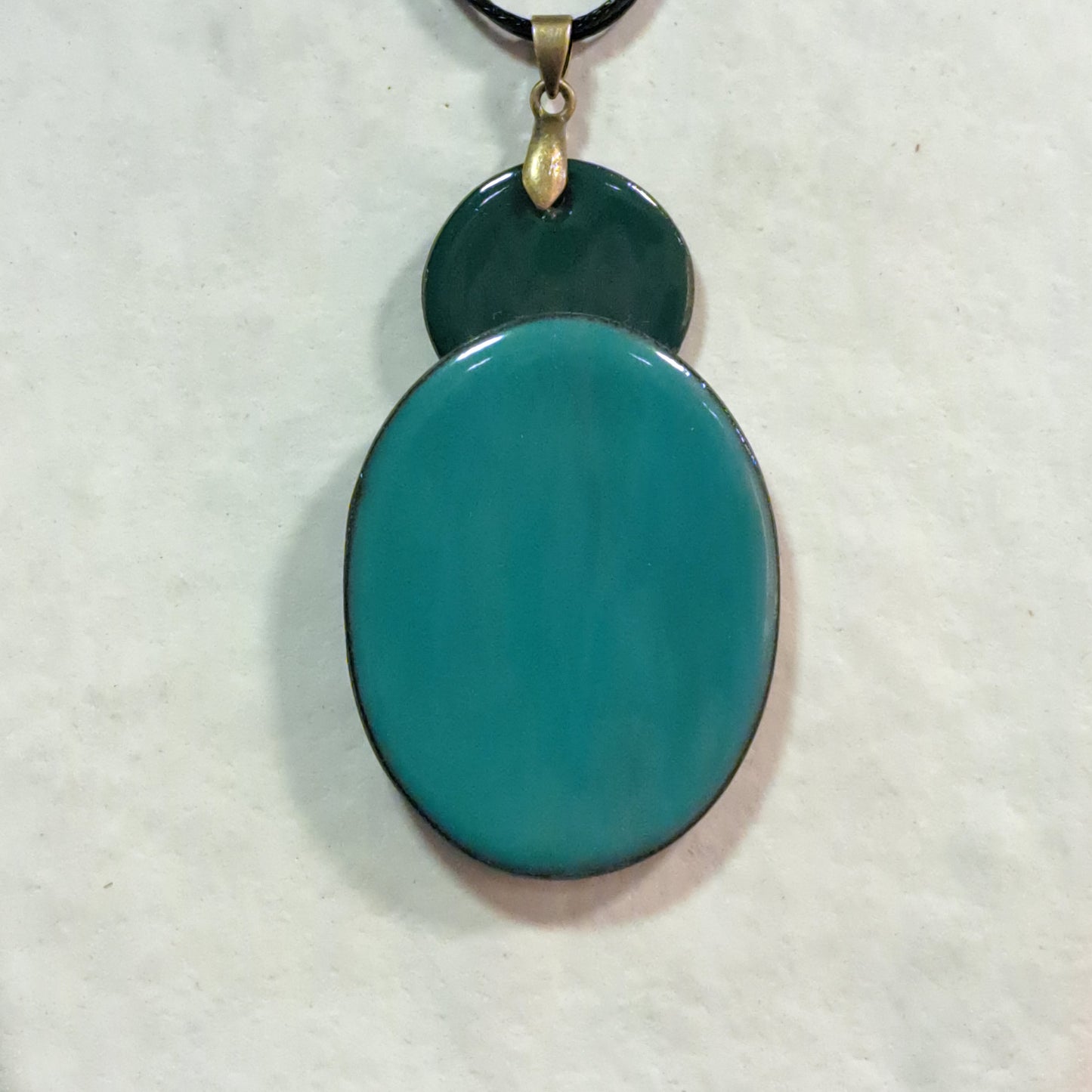 Collier pendentif Duo Ovale vert anglais céladon CHRISTINE ALLOING