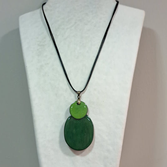 Collier pendentif Duo Ovale vert CHRISTINE ALLOING