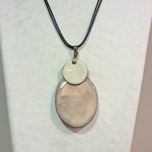 Collier pendentif Duo Ovale mercure ivoire CHRISTINE ALLOING