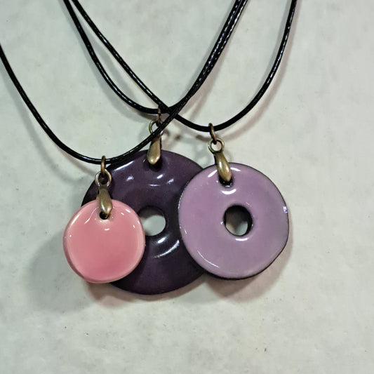 Collier pendentif TRIO violet parme rose CHRISTINE ALLOING