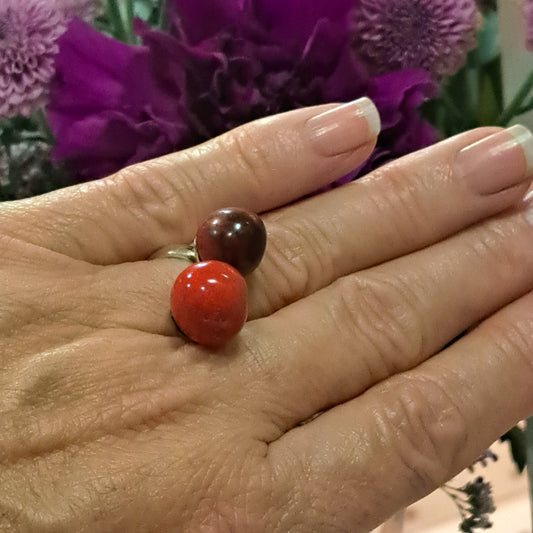 Bague Duo rouge CHRISTINE ALLOING