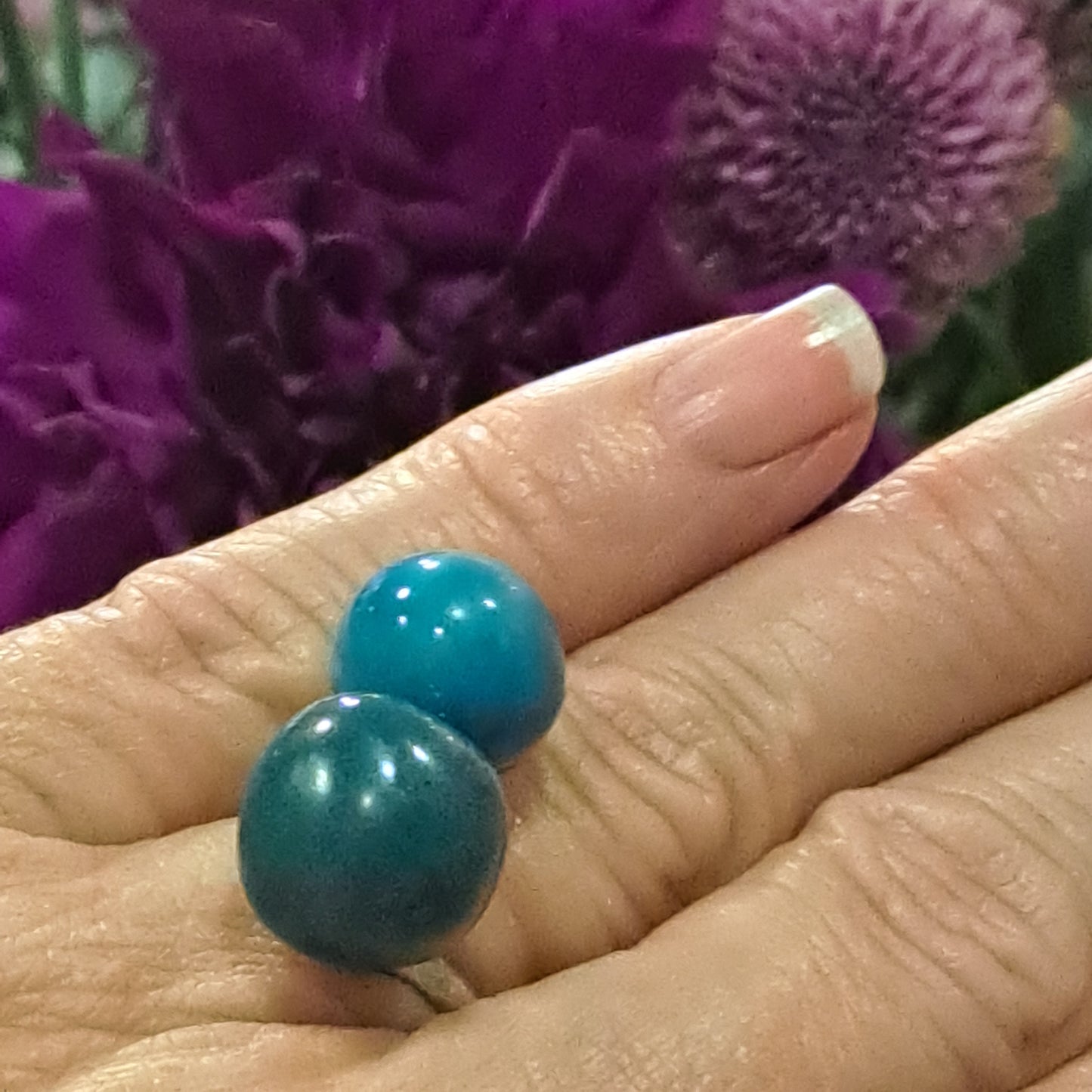 Bague Duo bleu turquoise canard CHRISTINE ALLOING