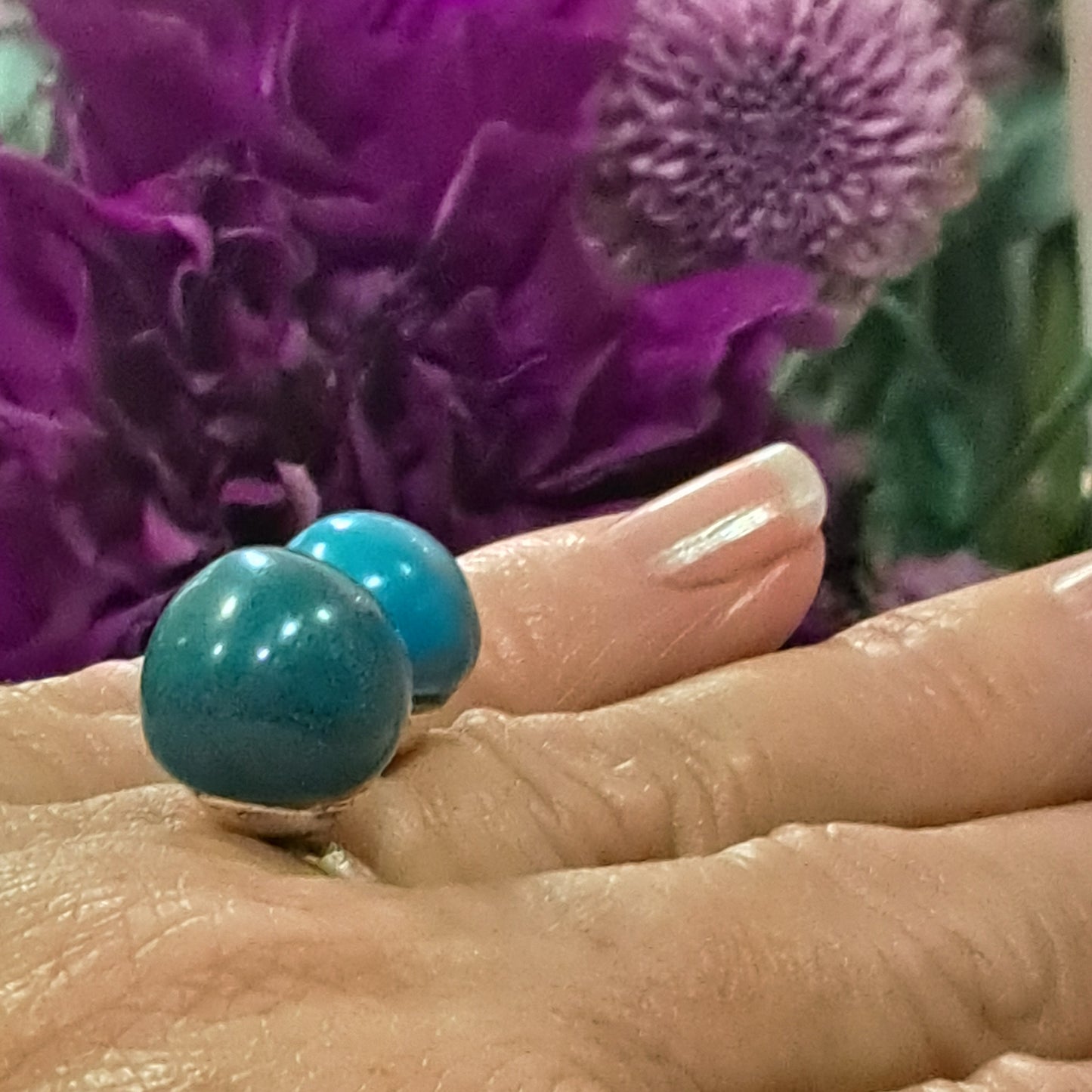 Bague Duo bleu turquoise canard CHRISTINE ALLOING