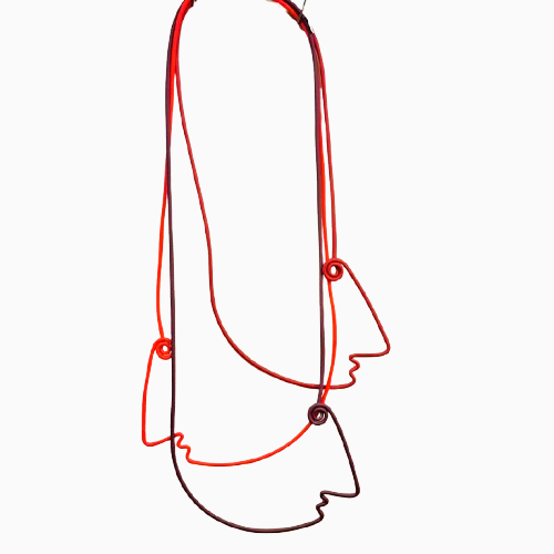 Collier Sautoir 3 Têtes rouge bordeaux prune SAMUEL CORAUX