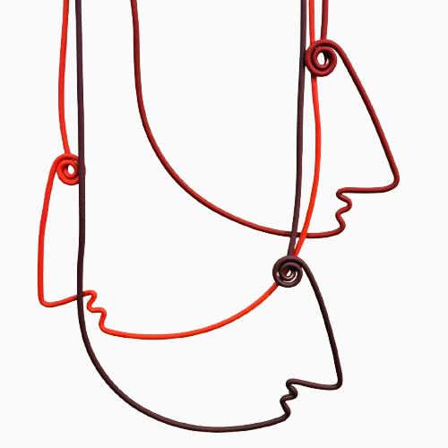 Collier Sautoir 3 Têtes rouge bordeaux prune SAMUEL CORAUX