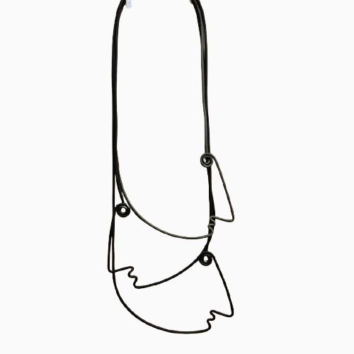 Collier Sautoir 3 Têtes noir gris nacré SAMUEL CORAUX
