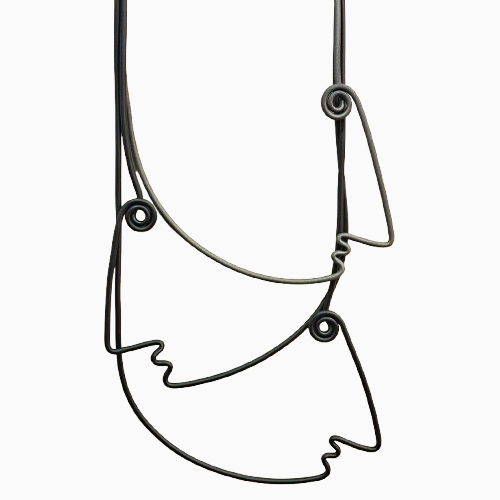 Collier Sautoir 3 Têtes noir gris nacré SAMUEL CORAUX