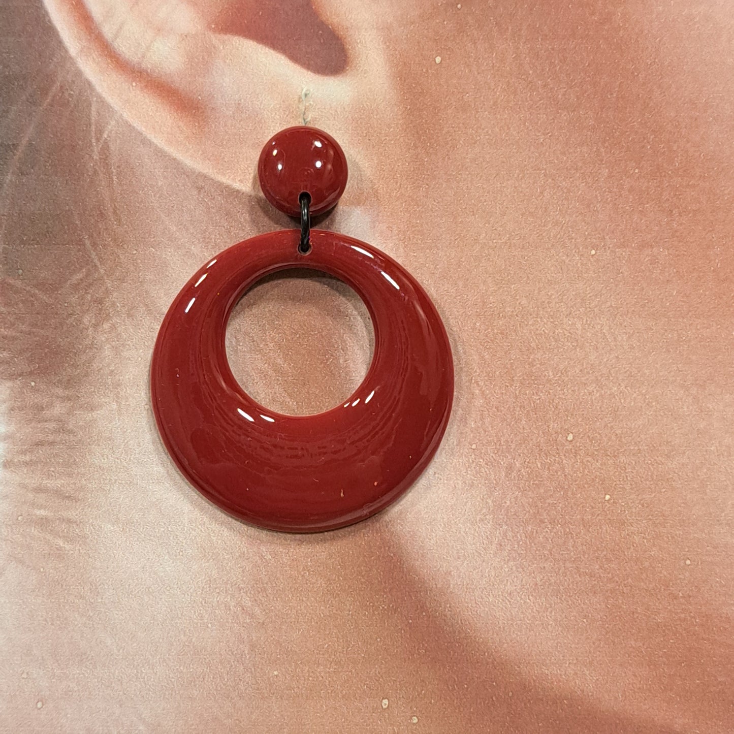 Boucles percées Créole rouge bordeaux THIERRYJOO