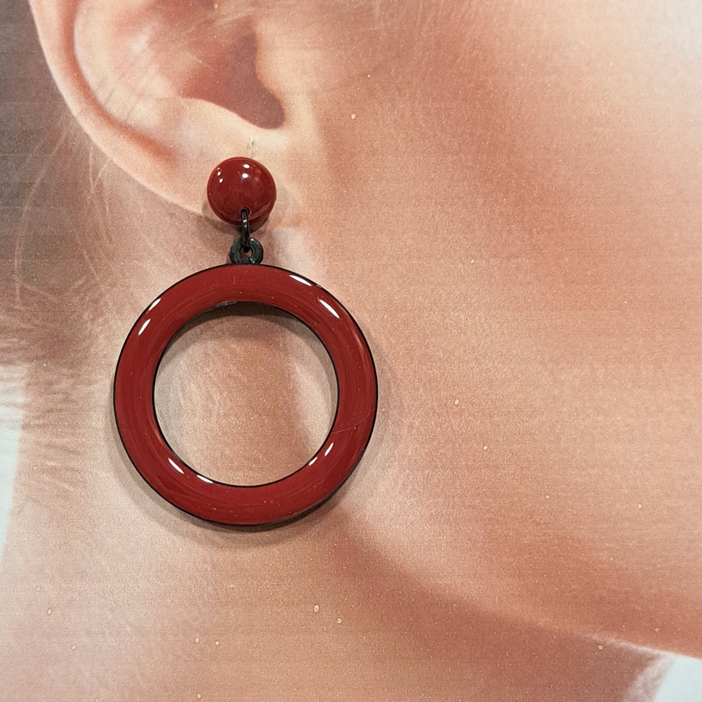 Boucles percées Créole rouge bordeaux THIERRYJOO