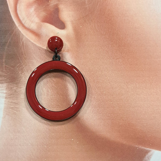 Boucles percées Créole rouge bordeaux THIERRYJOO