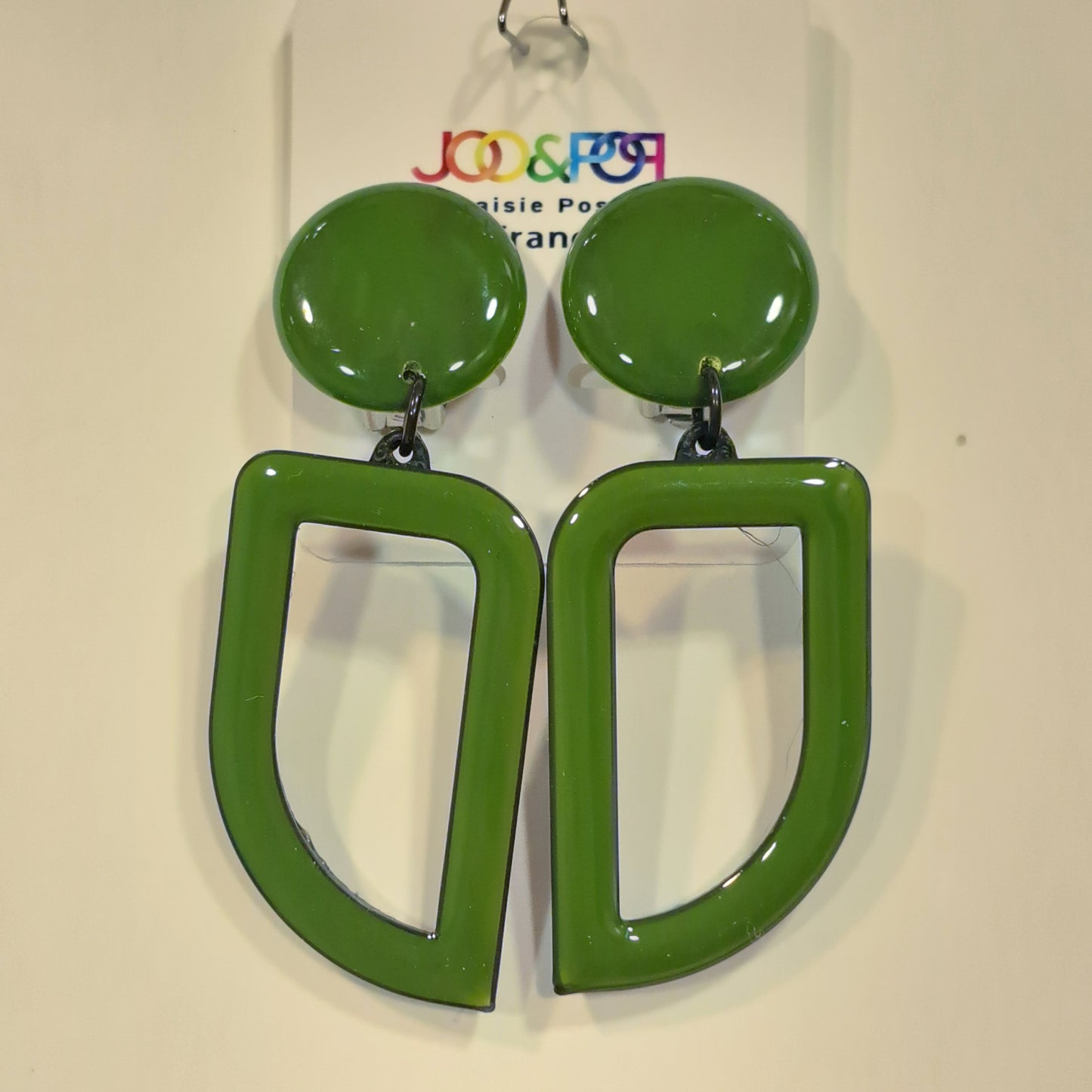 Boucles clips Virgule vert kaki THIERRYJOO