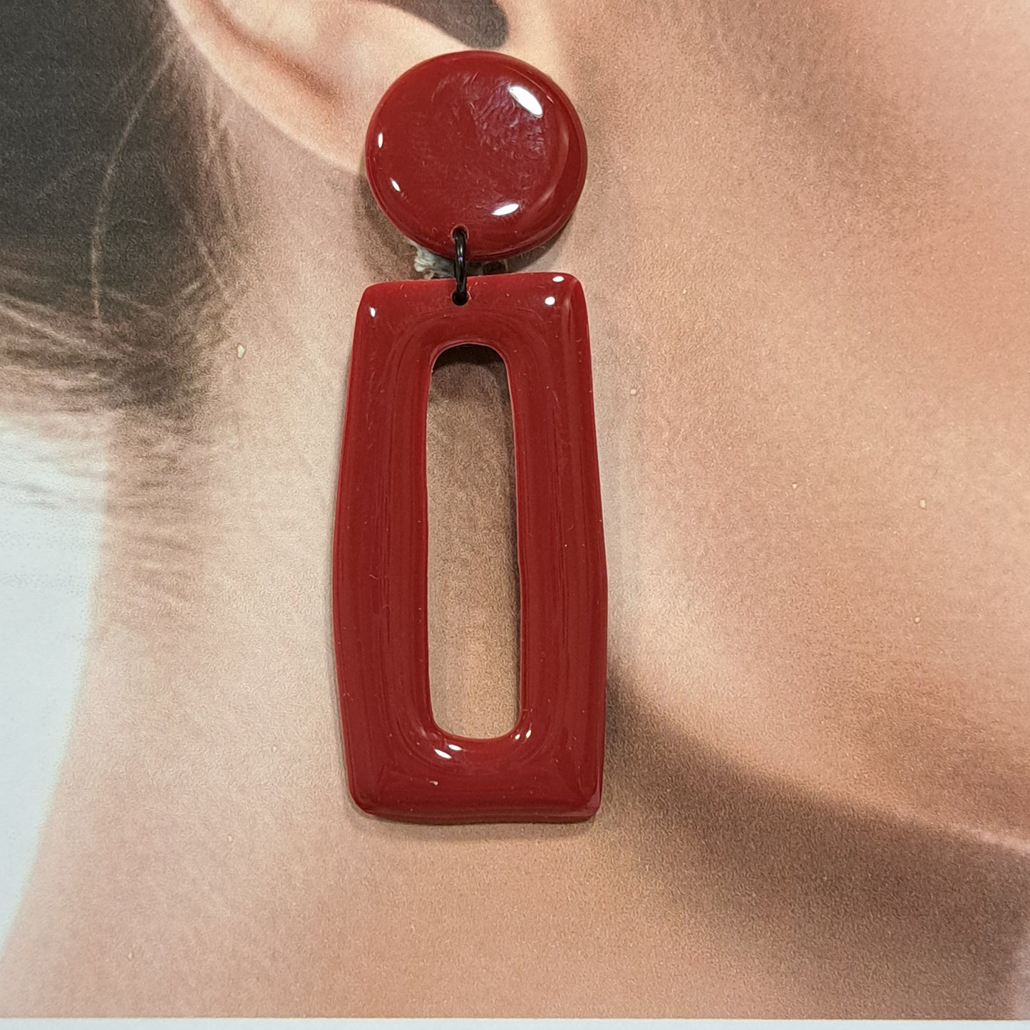 Boucles clips Rectangle GM rouge bordeaux THIERRY JOO