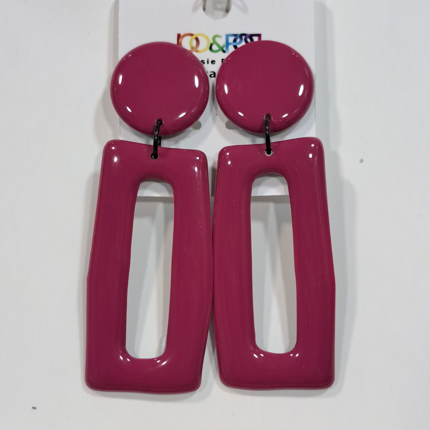 Boucles percées Rectangle GM rose THIERRY JOO
