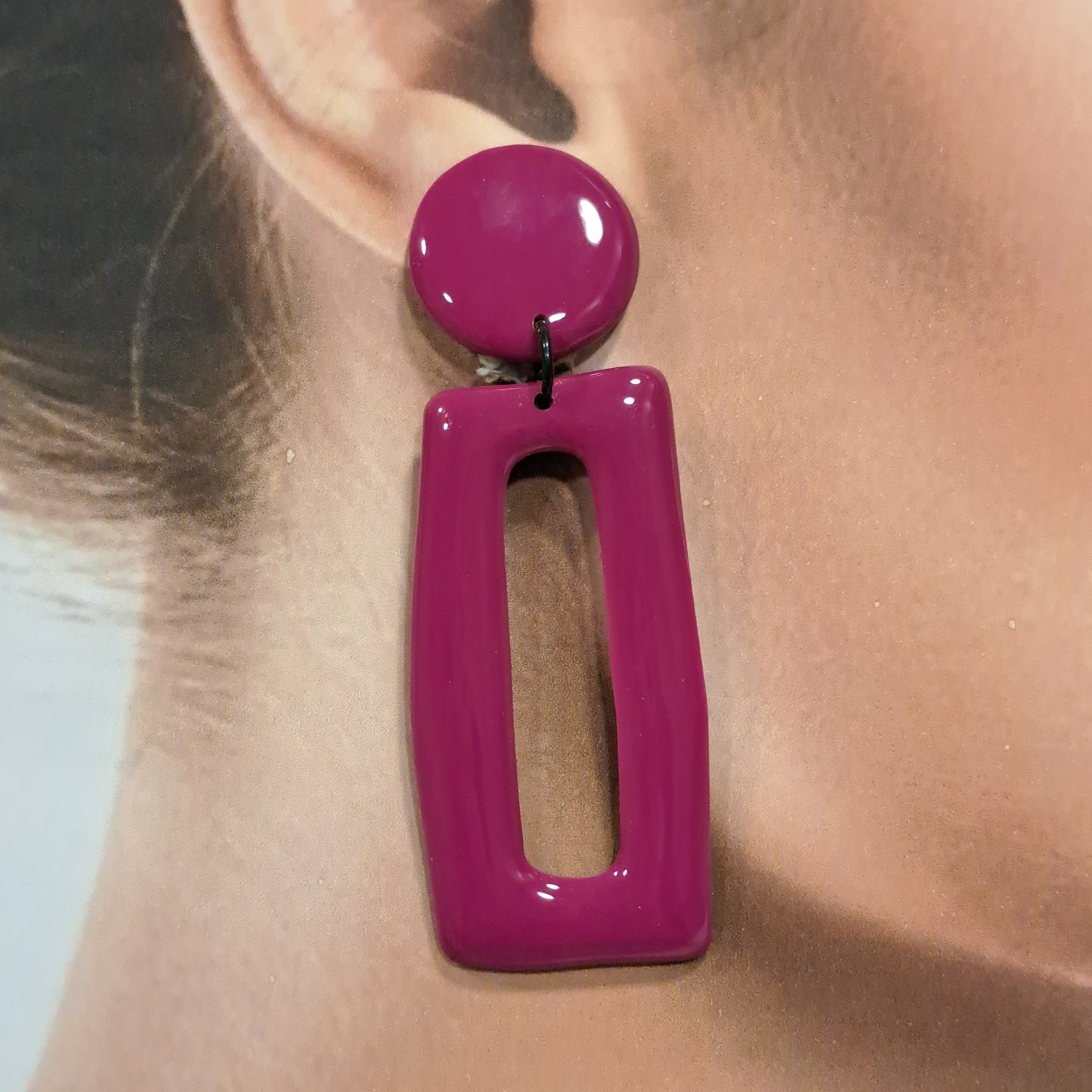 Boucles percées Rectangle GM rose THIERRY JOO